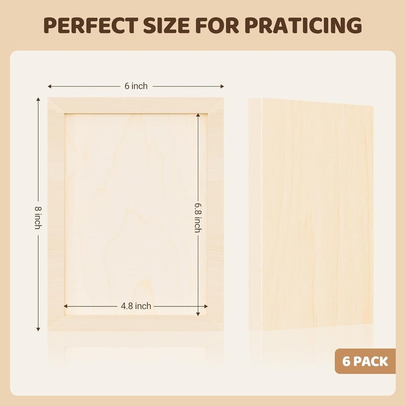 HANSILK Wood Art Boards - 6x8 Wood Canvas Panels Kit for Acrylic Pouring, Oil & Acrylic Painting, DIY Crafts - Premium Unfinished Wood Canvas Boards -6 Pack Studio Boards for Artists & Hobbyists - Image 2